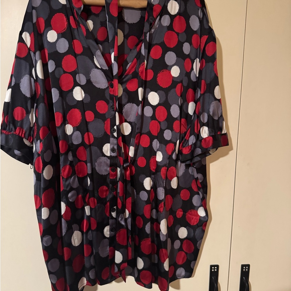 Semantiks Vibrant Polka Dot Blouse - Red, Gray, Black